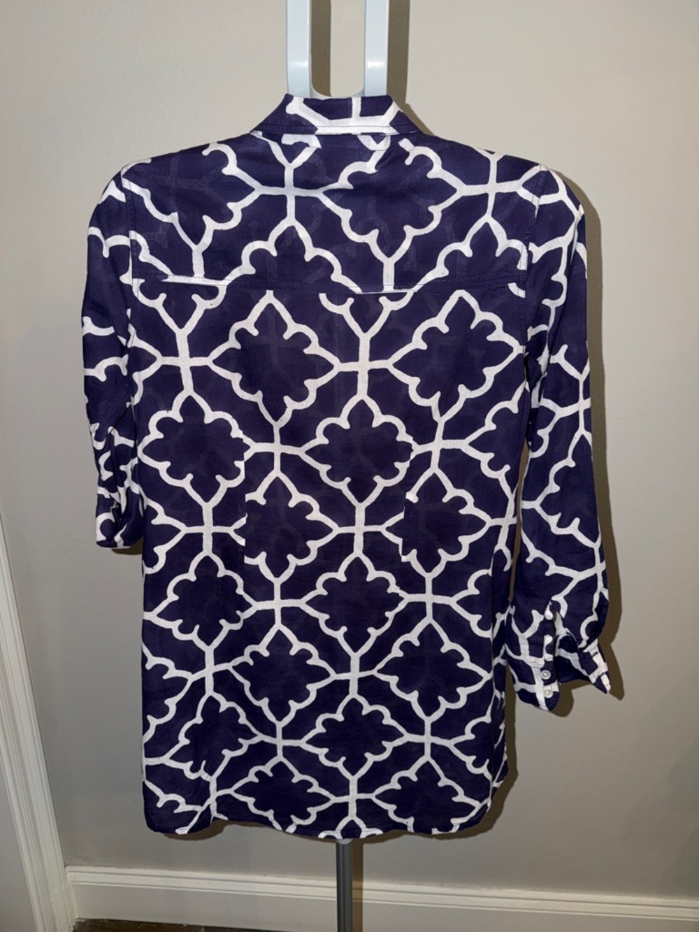 Roberta Roller Rabbit Navy and White Geometrical Patterned Top - Picture 4 of 6